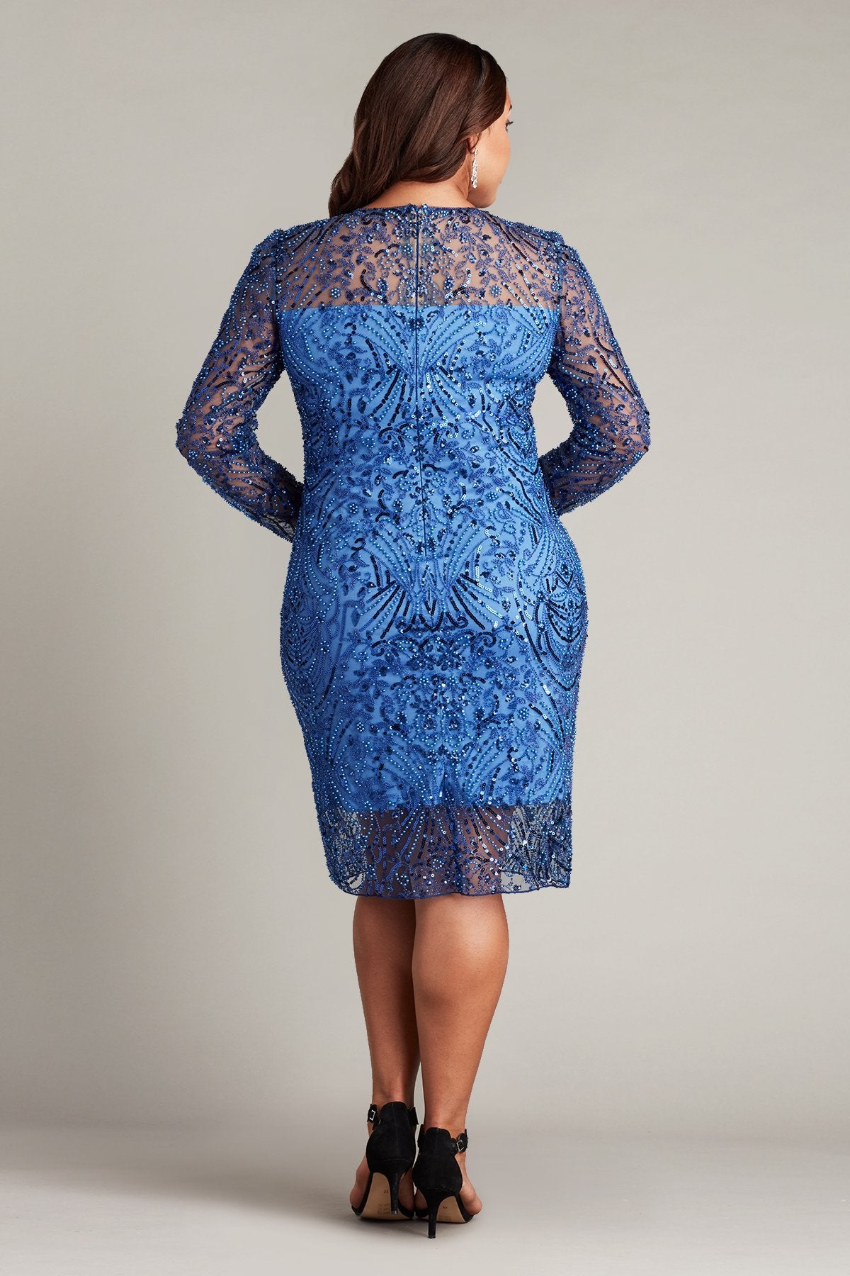 Sosi Long Sleeve Embellished Illusion Dress - PLUS SIZE