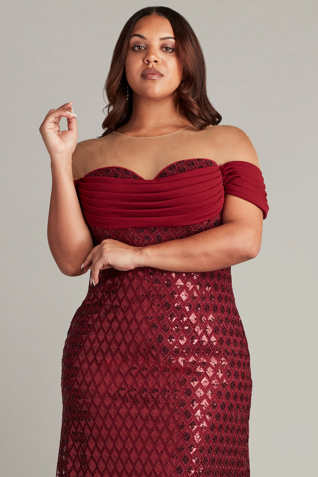 Sebastian Sequin Lace Strapless Gown  - PLUS SIZE