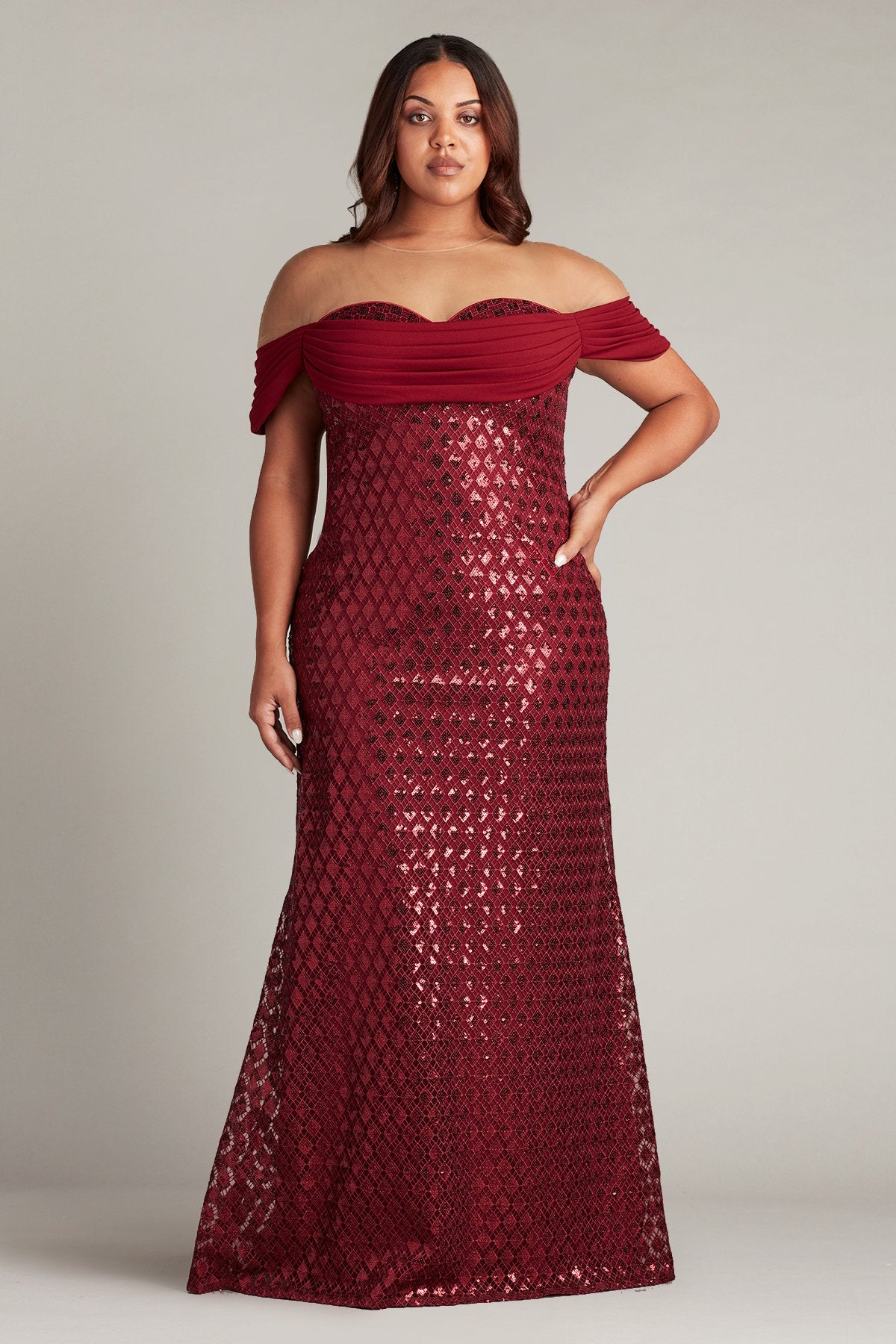 Sebastian Sequin Lace Strapless Gown  - PLUS SIZE