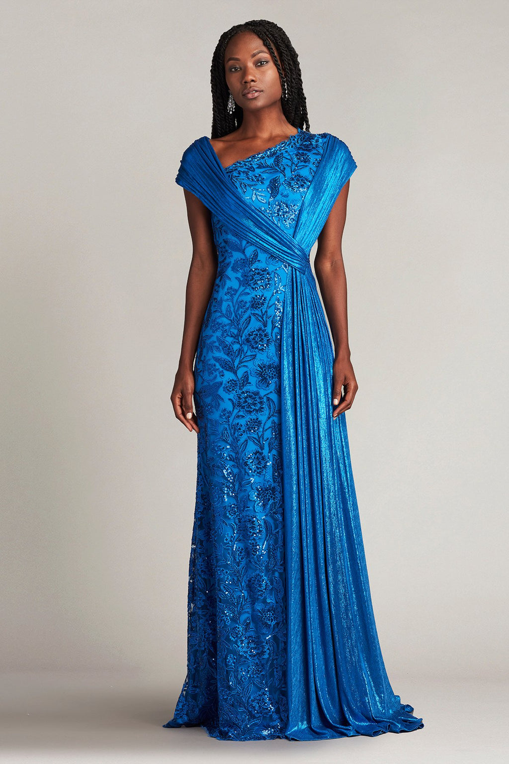 Chantelle Sequin Embroidered Draped Sash Gown