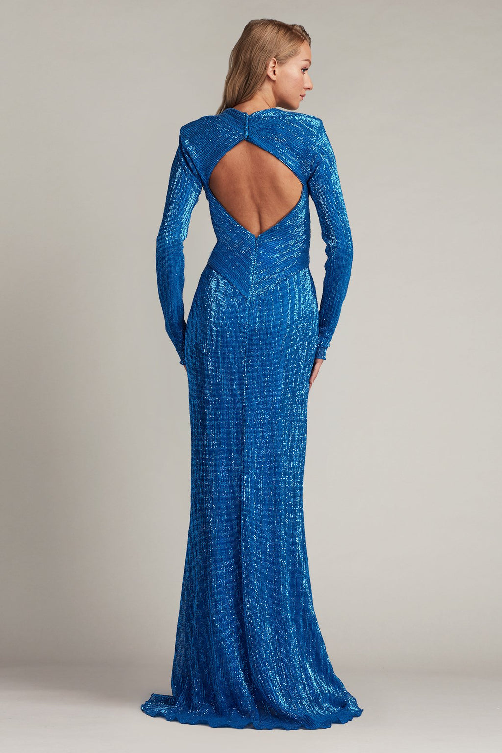 Marika Sequin Criss-Cross Draped Gown