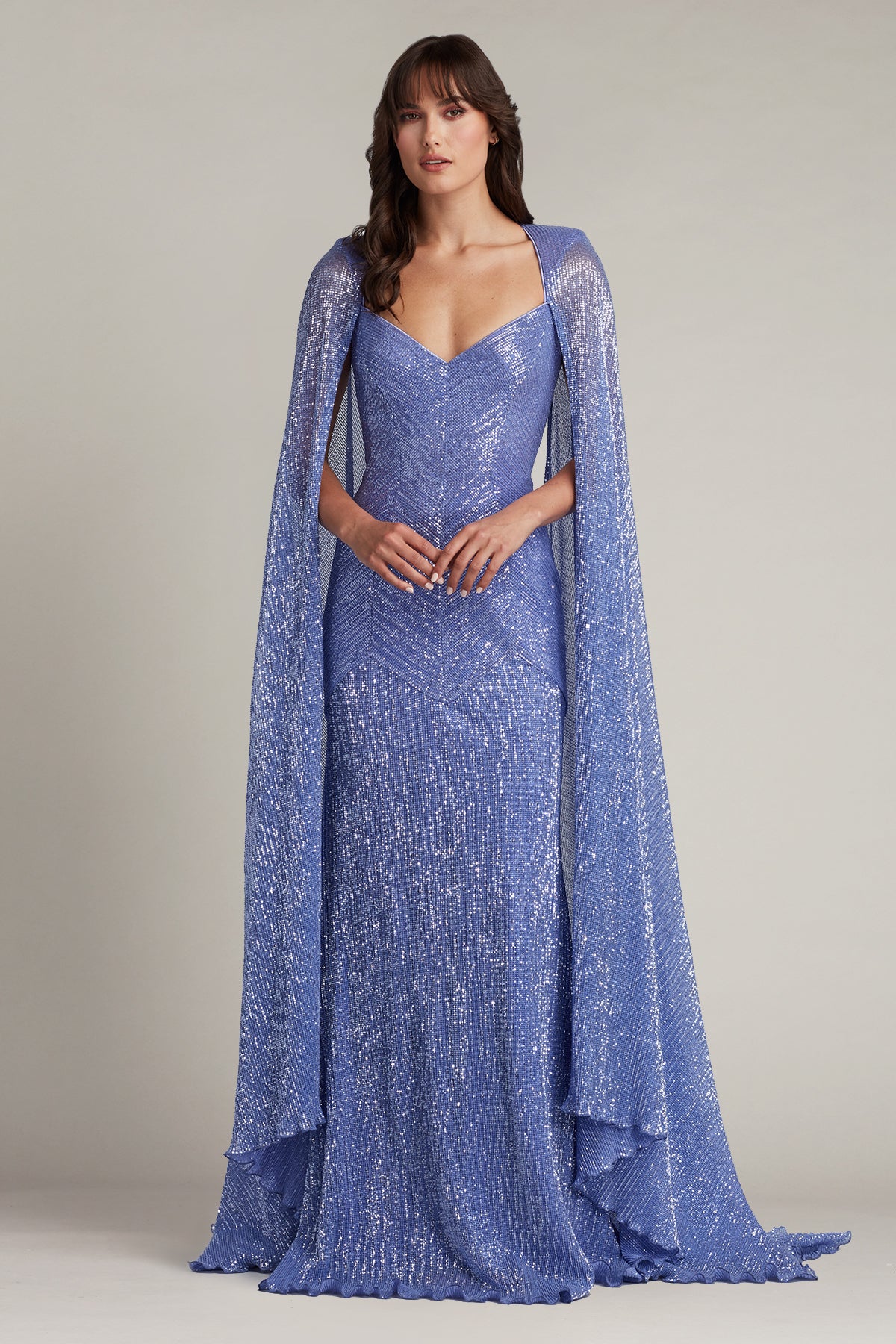 Isilay Sequin Cape Sleeve Gown