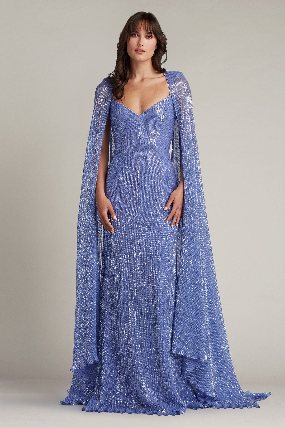 Isilay Sequin Cape Sleeve Gown