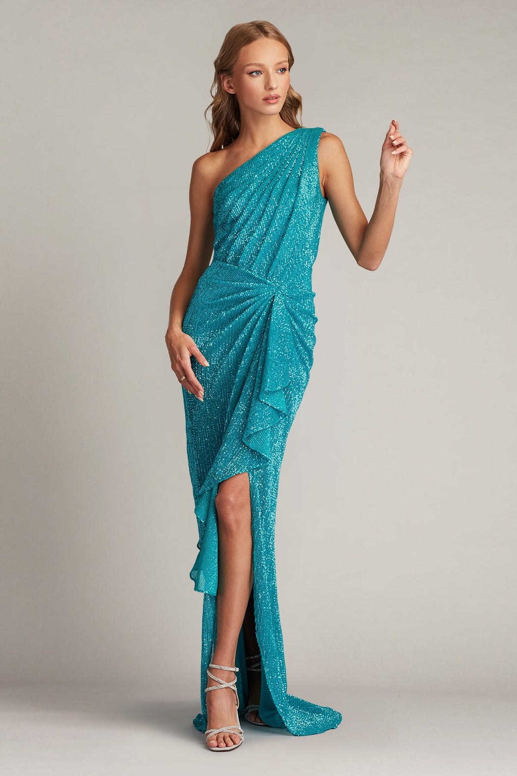 Zia Embellished Waterfall Drape Gown