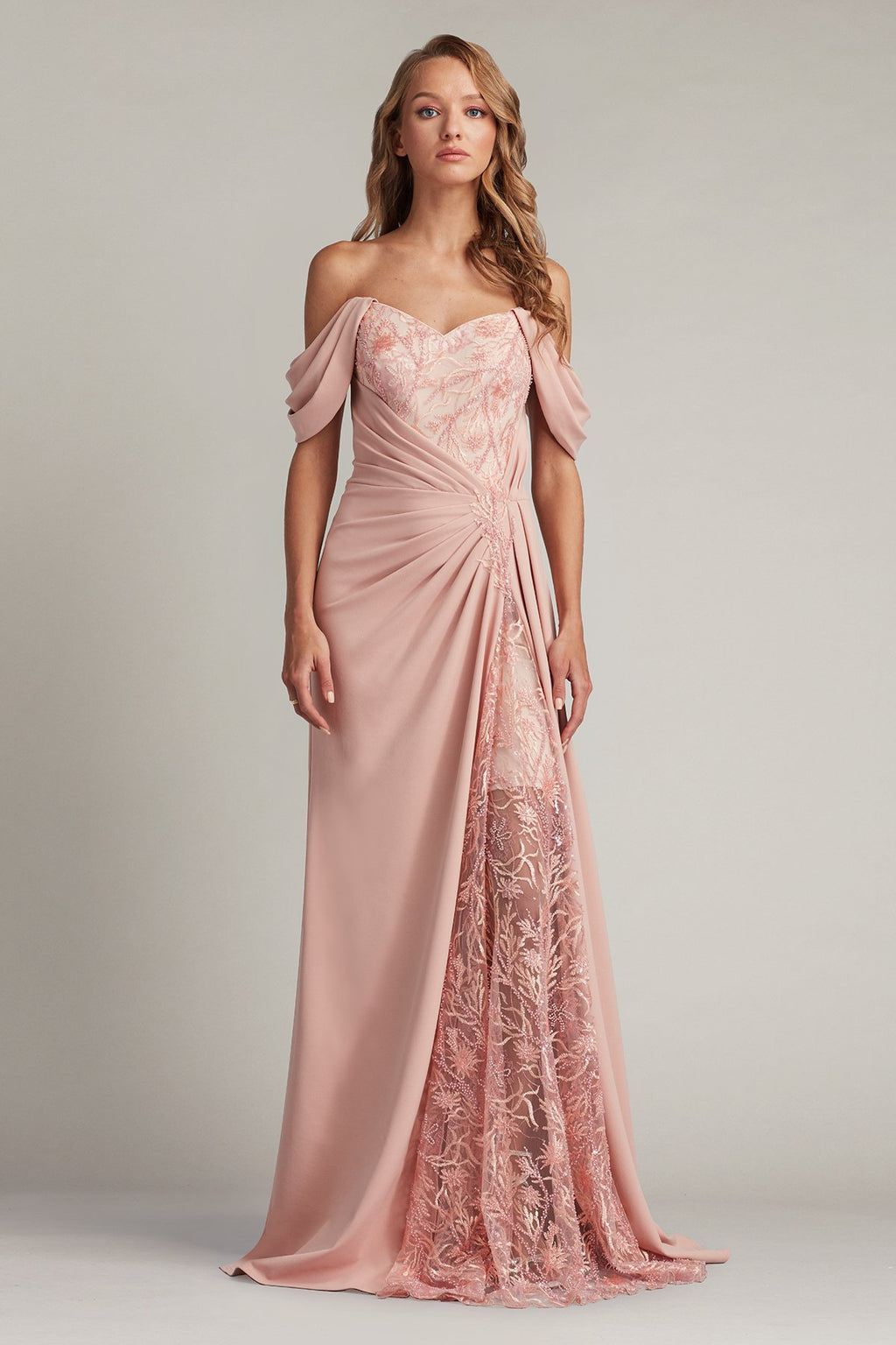 Pilat Draped Bead Embroidered Gown