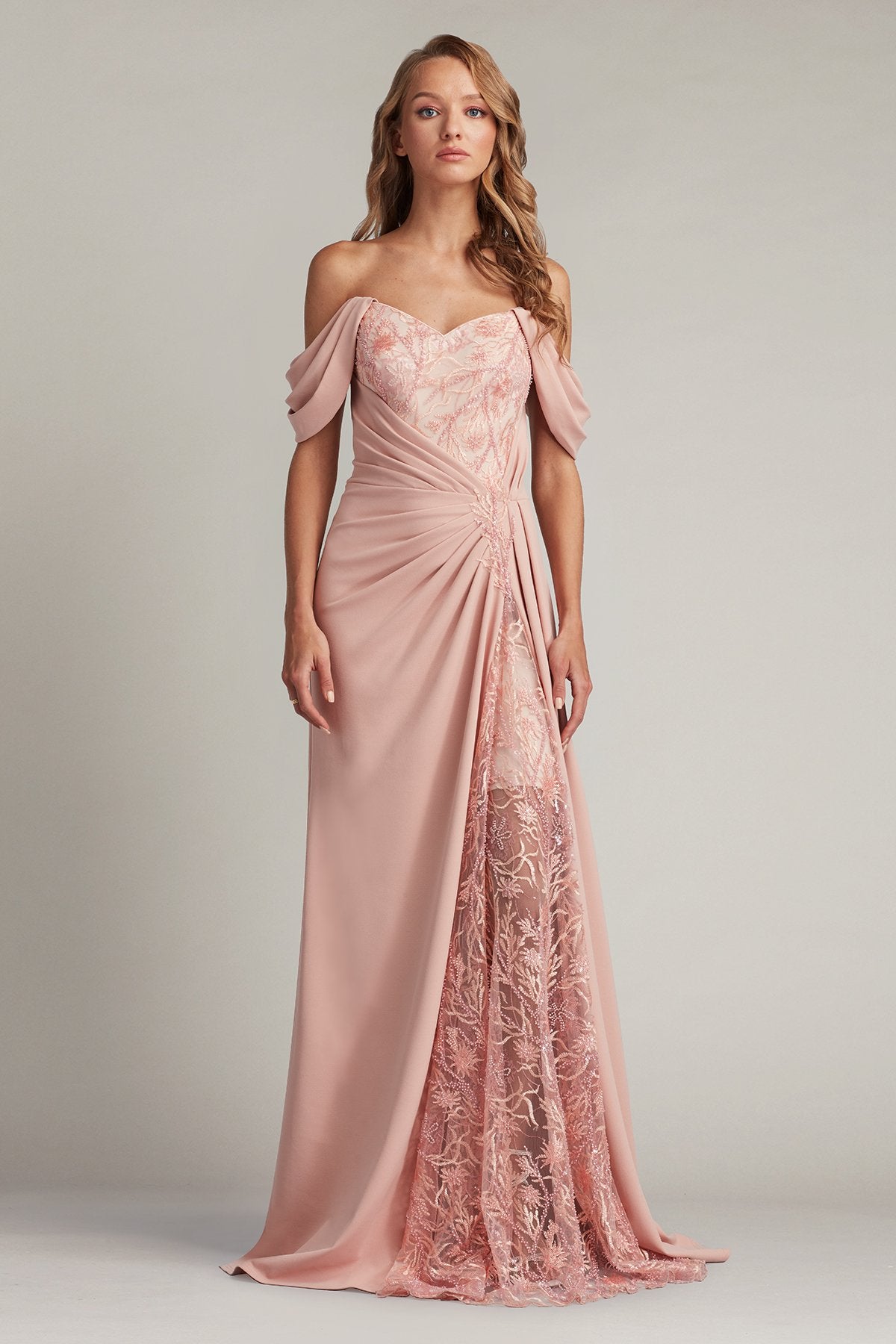 Pilat Draped Bead Embroidered Gown