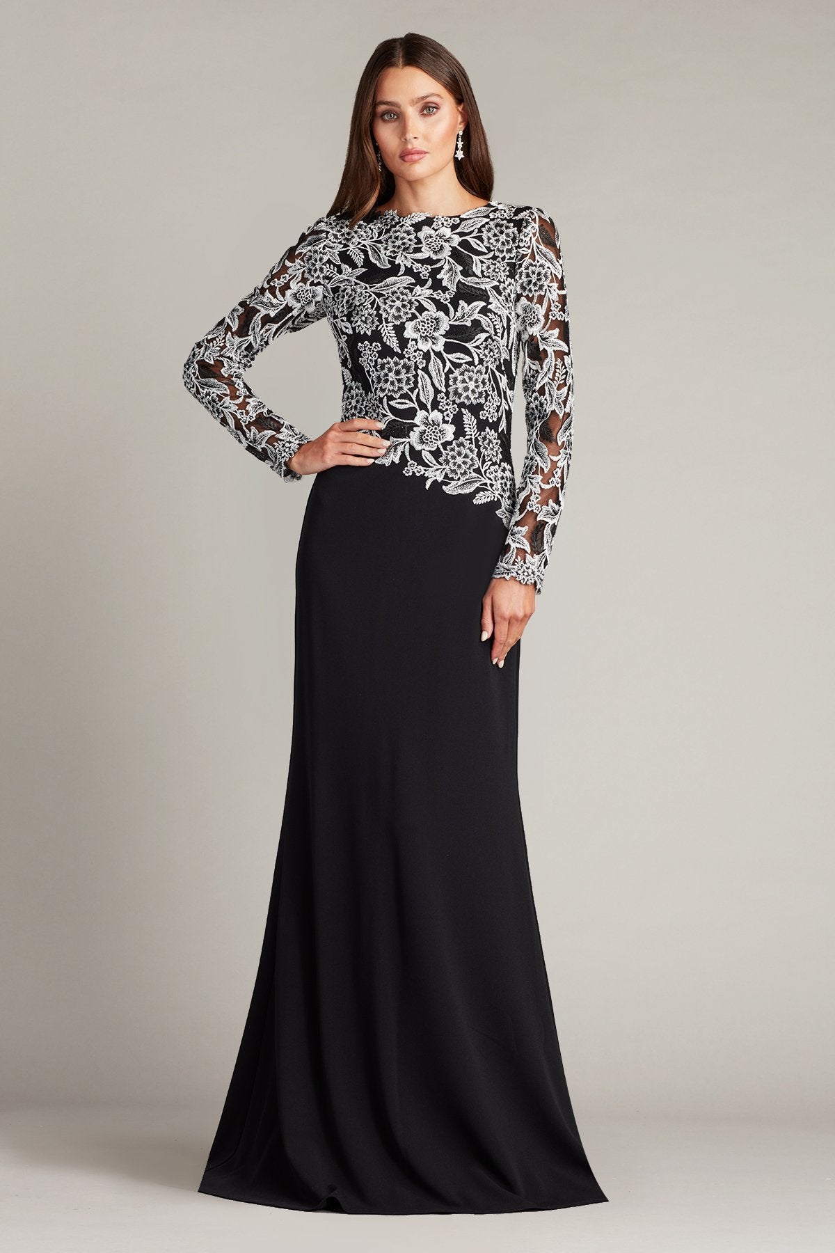 Breece Embroidered Tulle Contrast Gown
