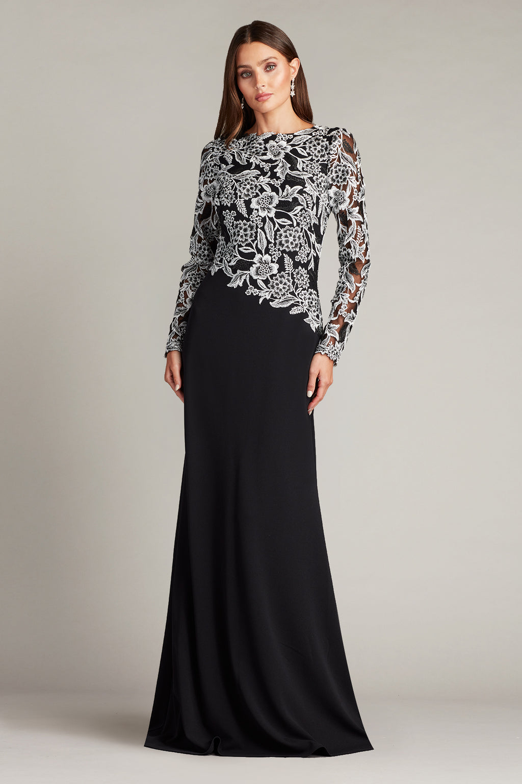 Breece Embroidered Tulle Contrast Gown