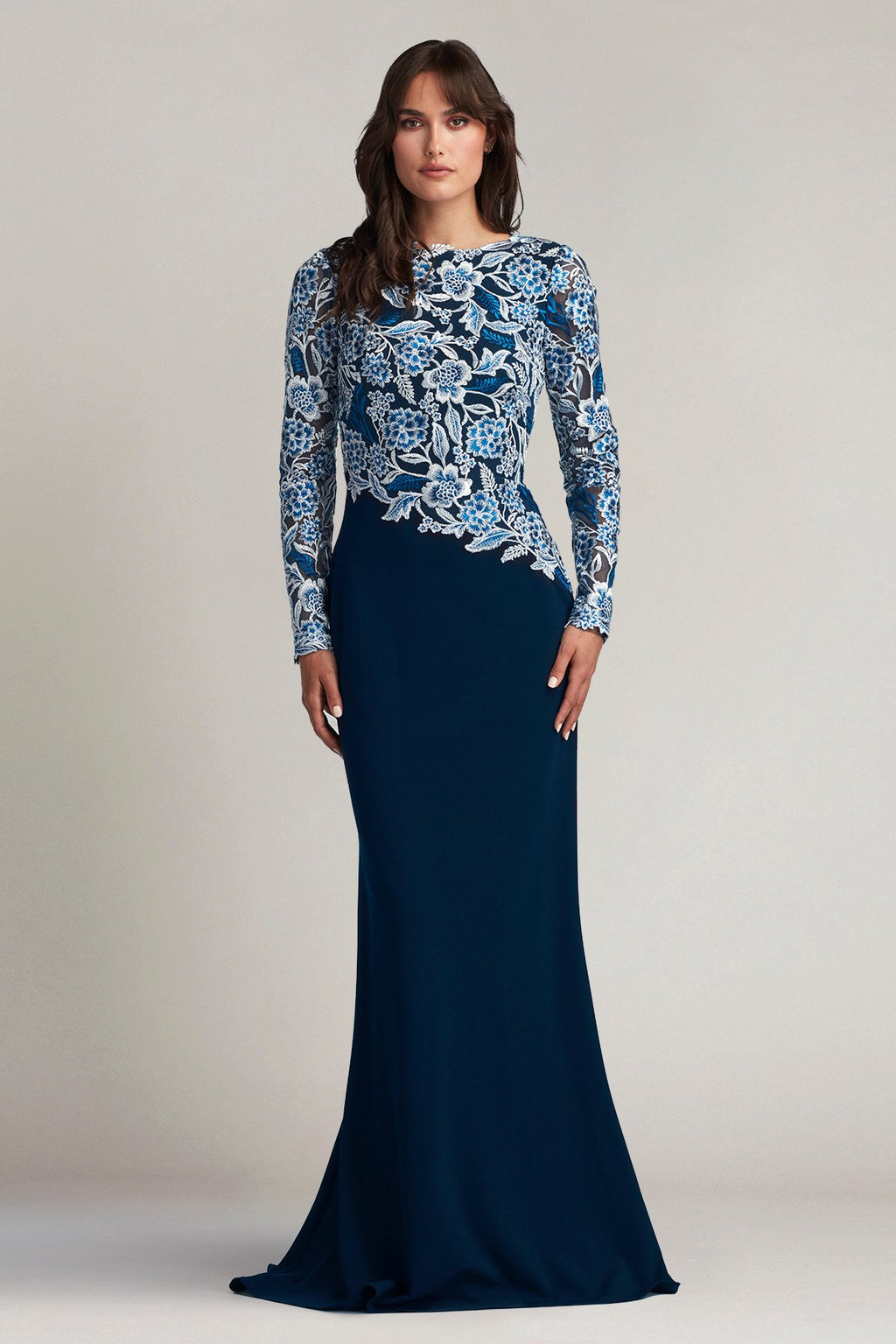 Breece Embroidered Tulle Contrast Gown
