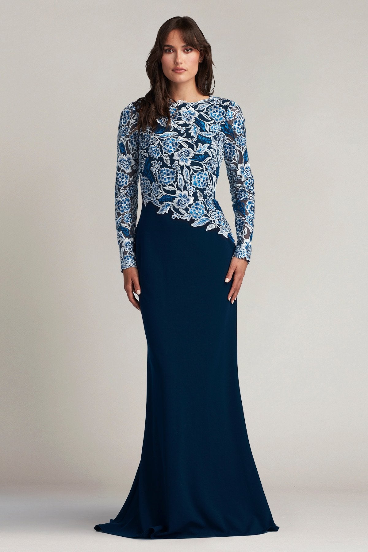Breece Embroidered Tulle Contrast Gown
