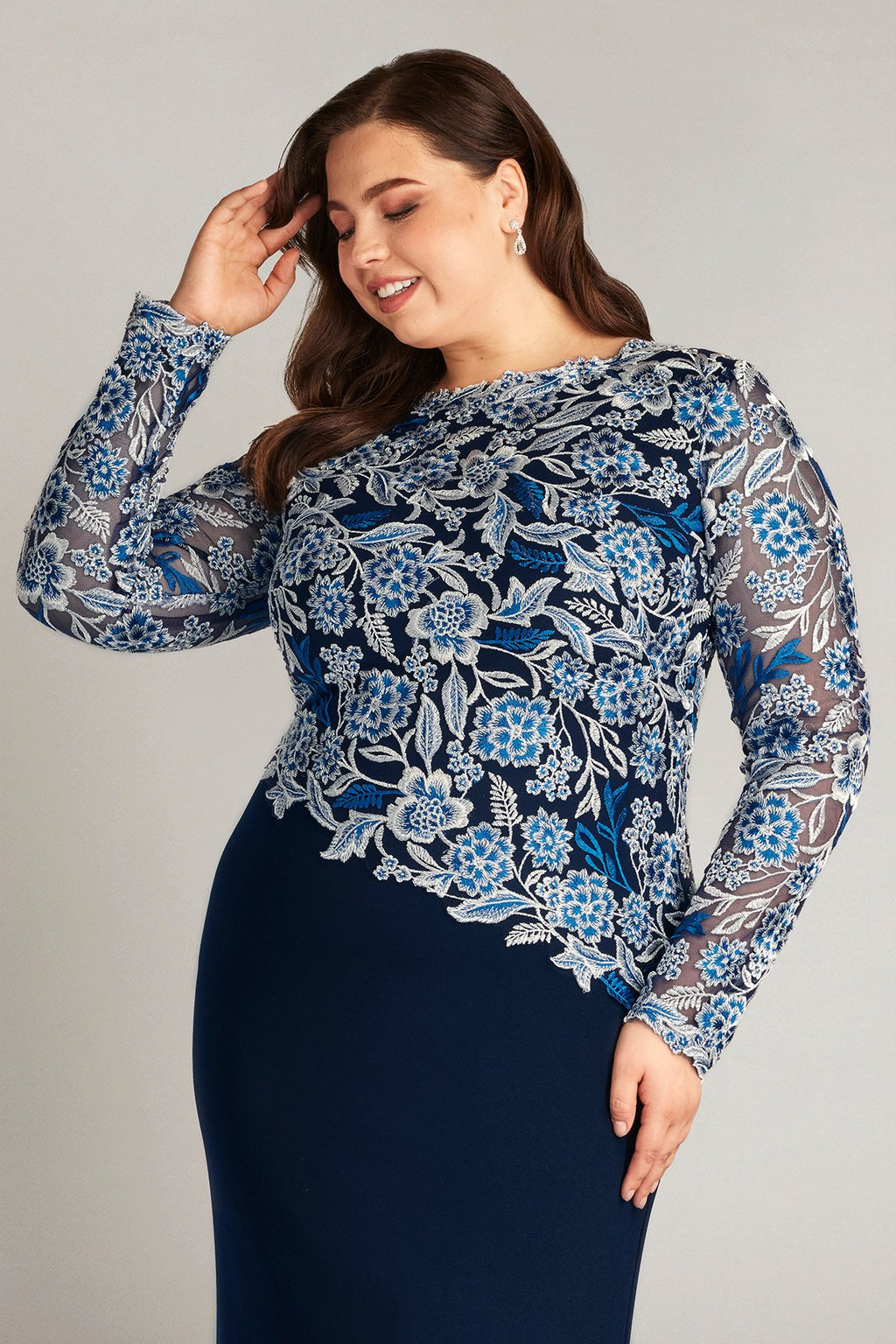 Breece Embroidered Tulle Contrast Gown - PLUS SIZE