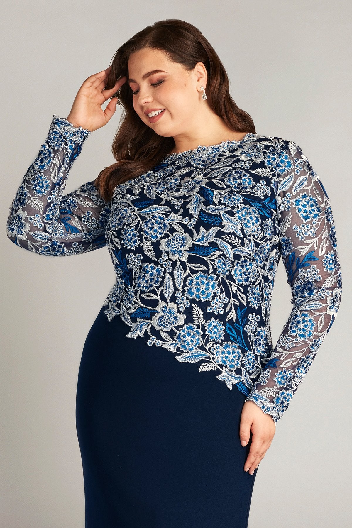 Breece Embroidered Tulle Contrast Gown - PLUS SIZE