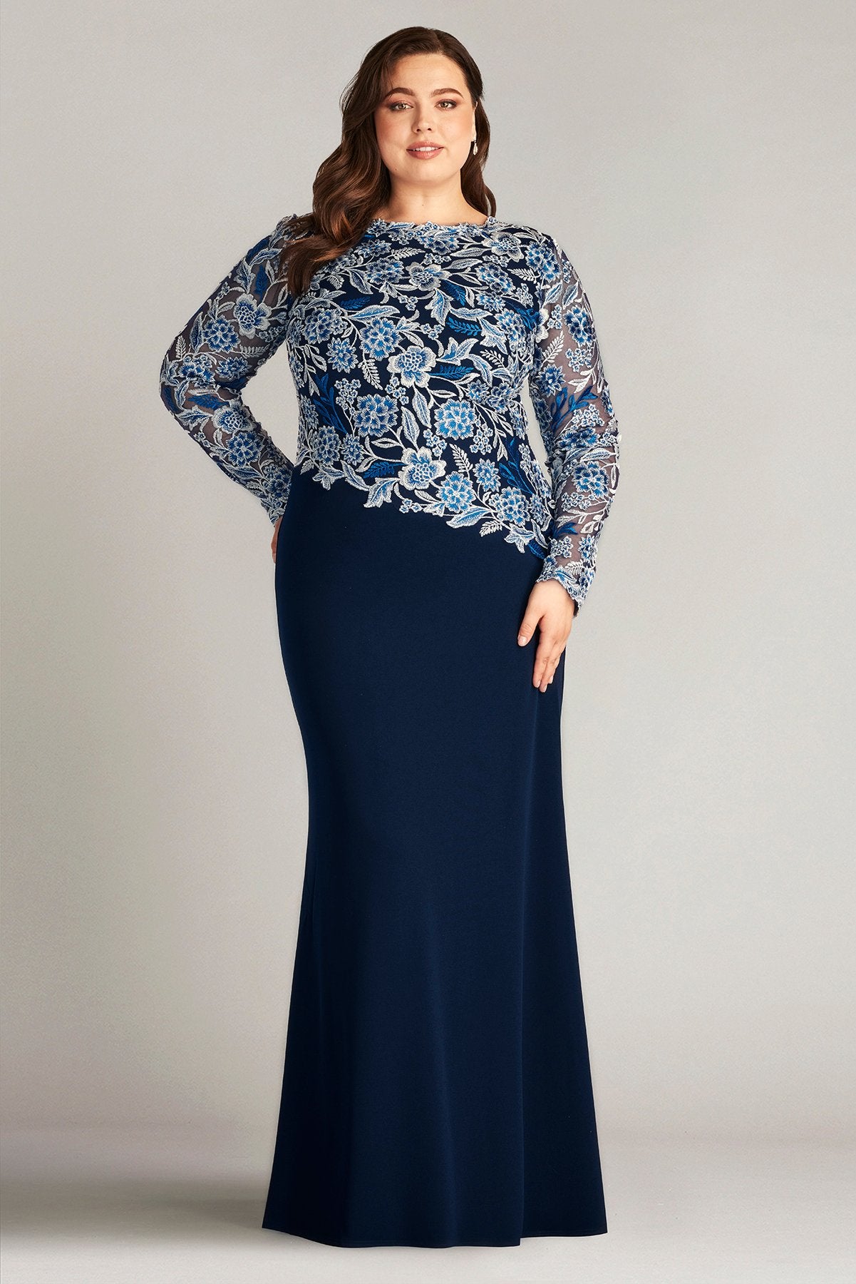 Breece Embroidered Tulle Contrast Gown - PLUS SIZE