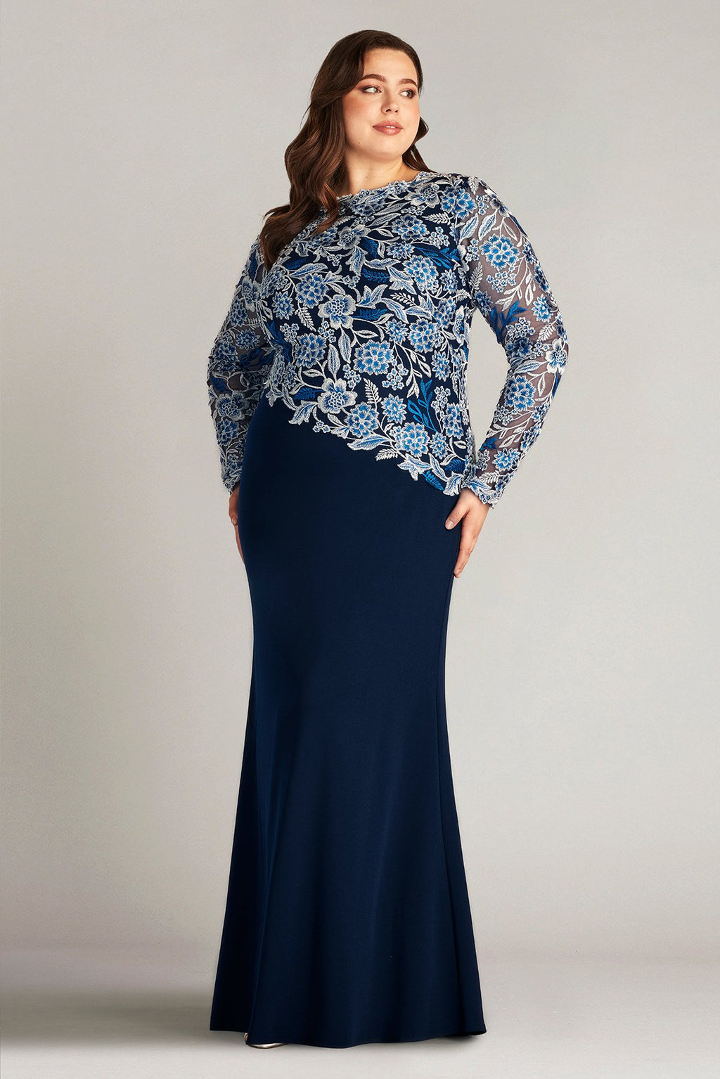 Breece Embroidered Tulle Contrast Gown - PLUS SIZE
