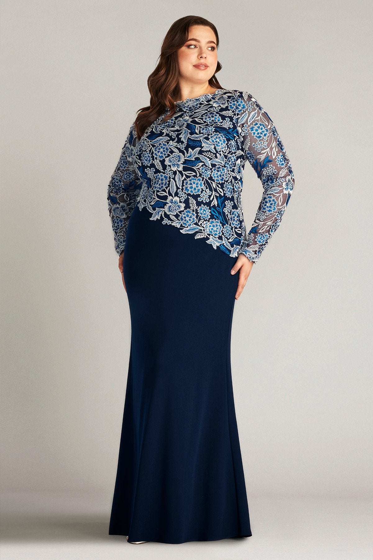 Breece Embroidered Tulle Contrast Gown - PLUS SIZE