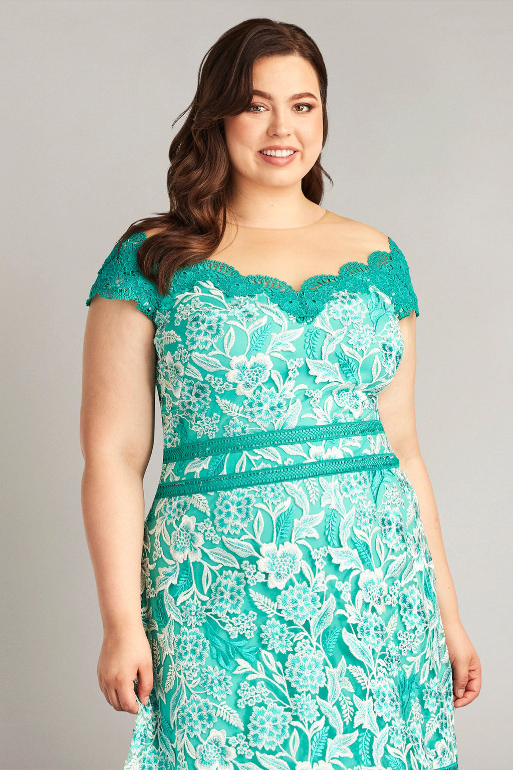 tadashi shoji scalloped lace dress Tadashi Shoji Embroidered Lace Banded Waist Primrose Dress 10