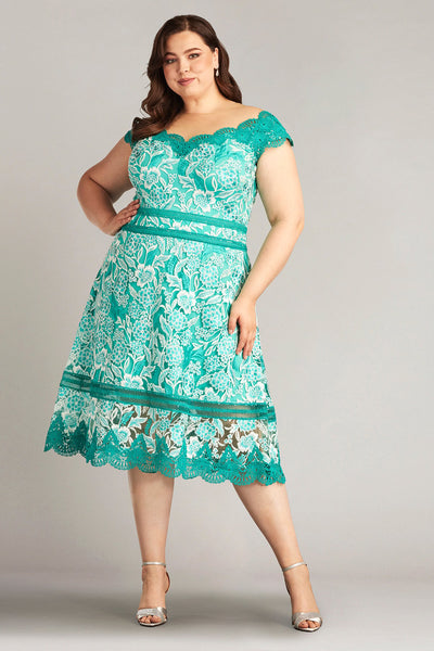 Nance Double Banded Scalloped Lace Dress - PLUS SIZE – Tadashi