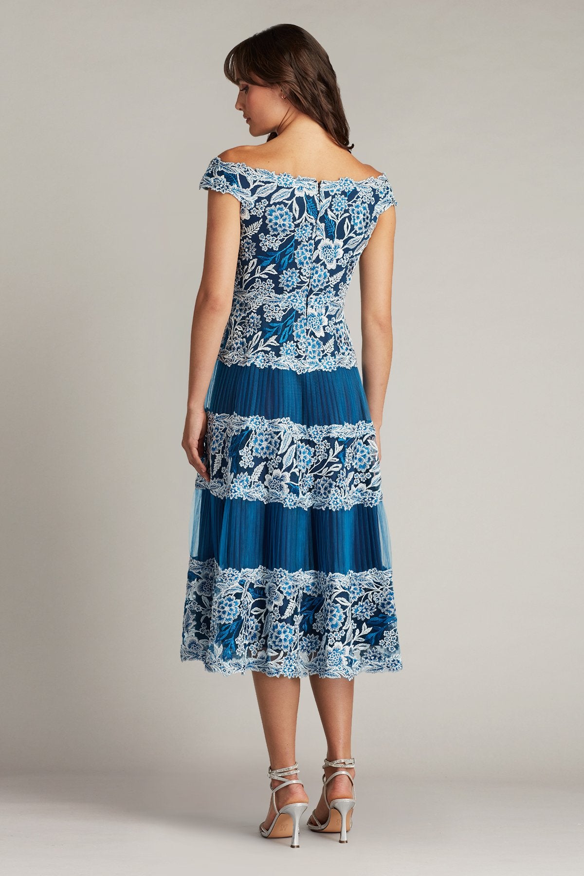 Klein Embroidered Tea-Length Dress