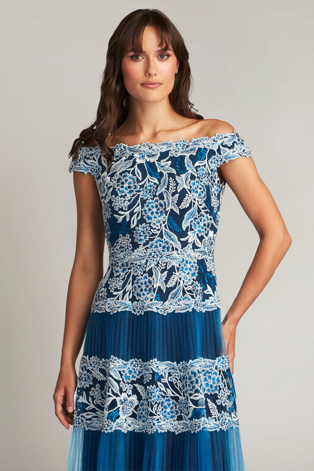 Klein Embroidered Tea-Length Dress