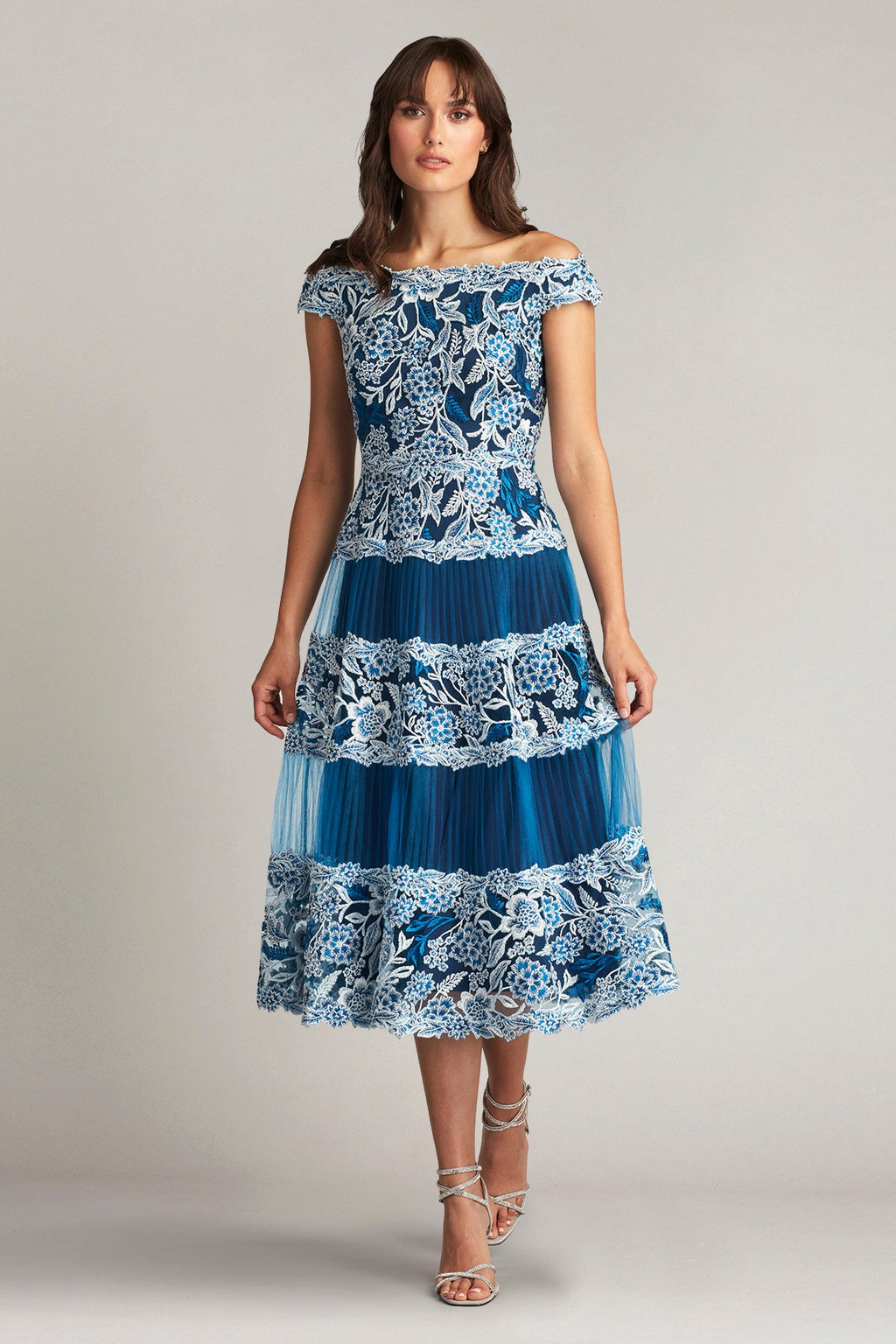 Klein Embroidered Tea-Length Dress