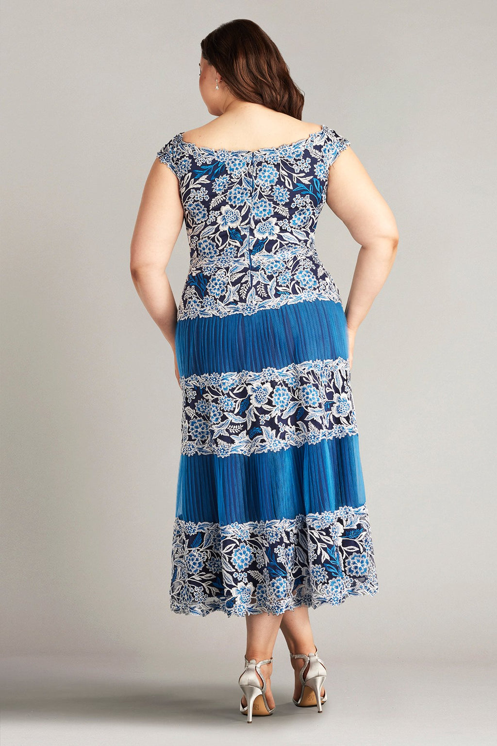 Klein Embroidered Tea-Length Dress - PLUS SIZE