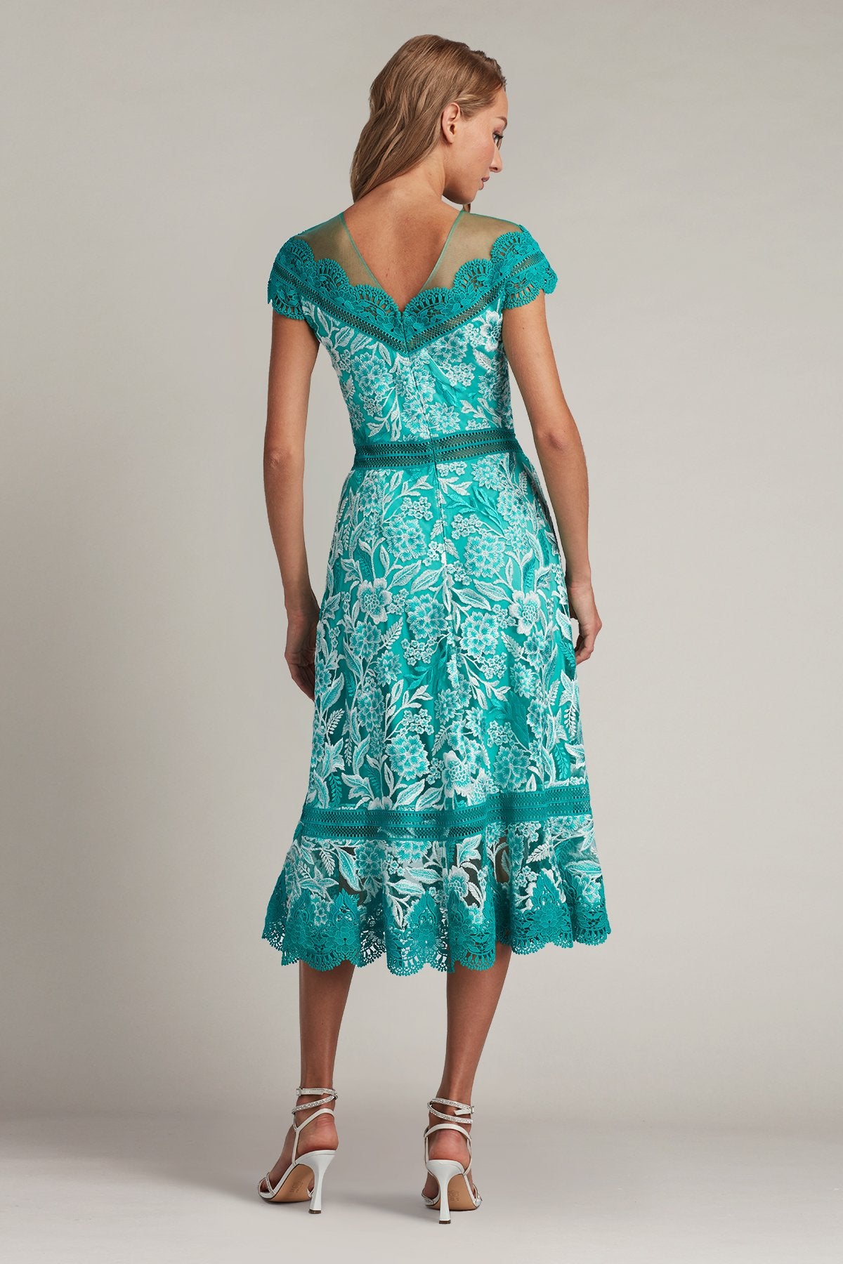 Nance Banded Scalloped Lace Dress
