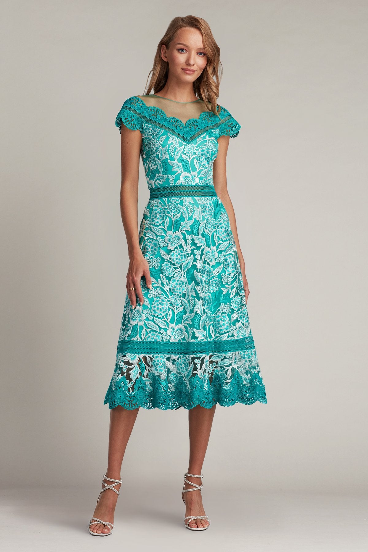 Nance Banded Scalloped Lace Dress