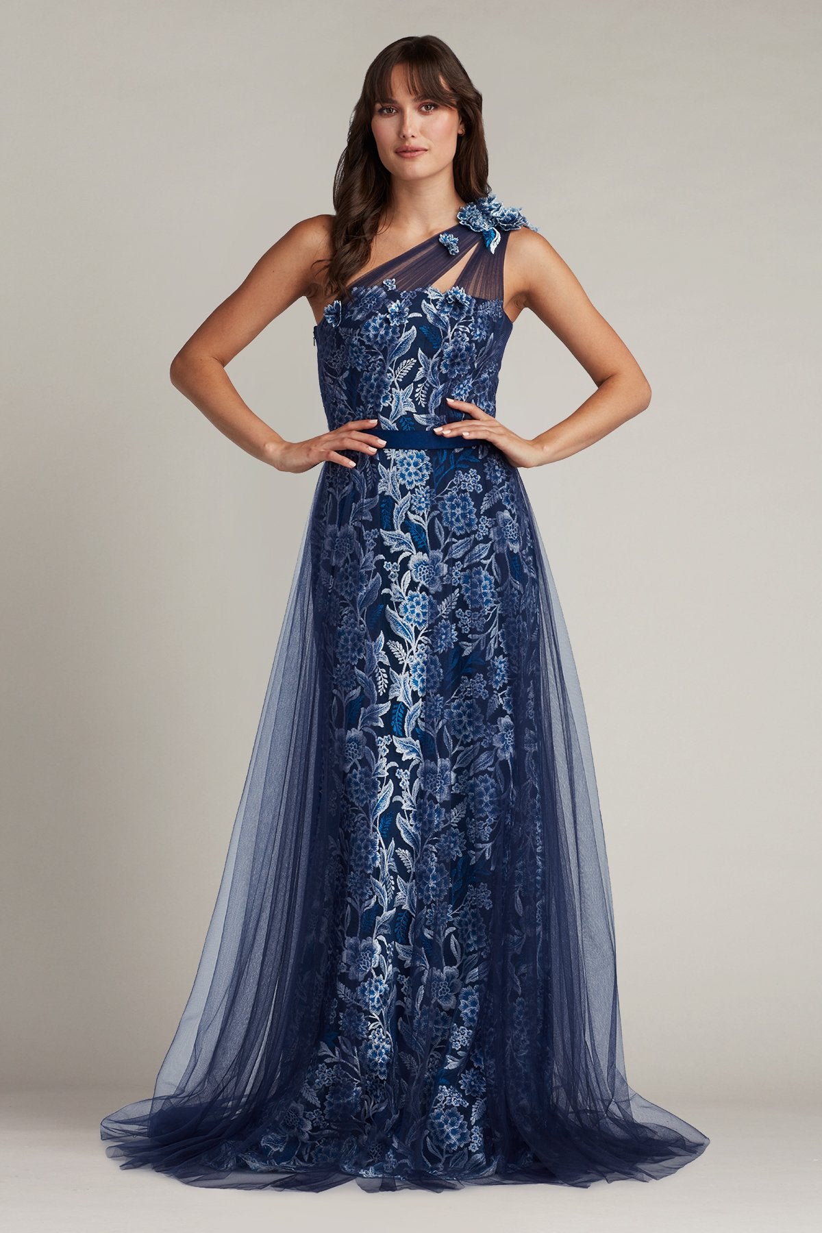 Georgina One-Shoulder Illusion Overlay Gown