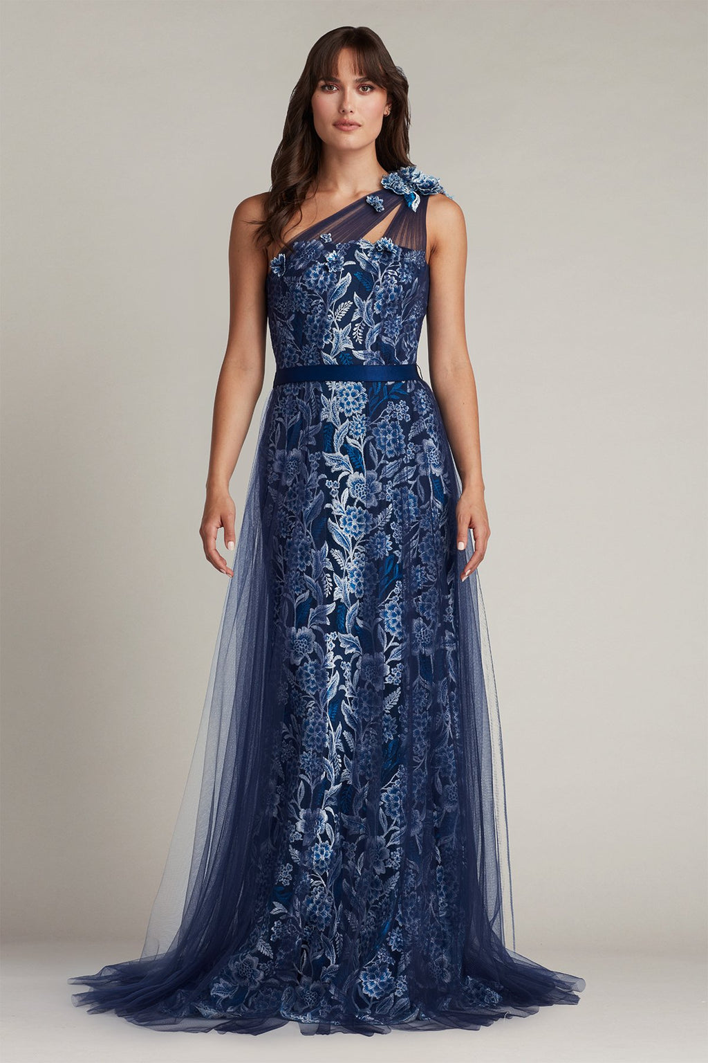Georgina One-Shoulder Illusion Overlay Gown