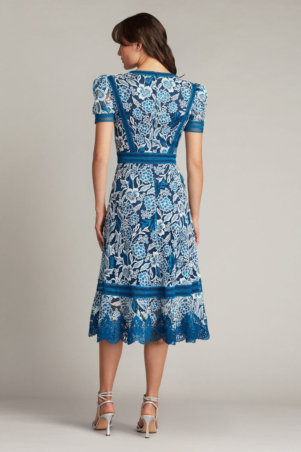 Kasey Banded Embroidered Tea-Length Dress