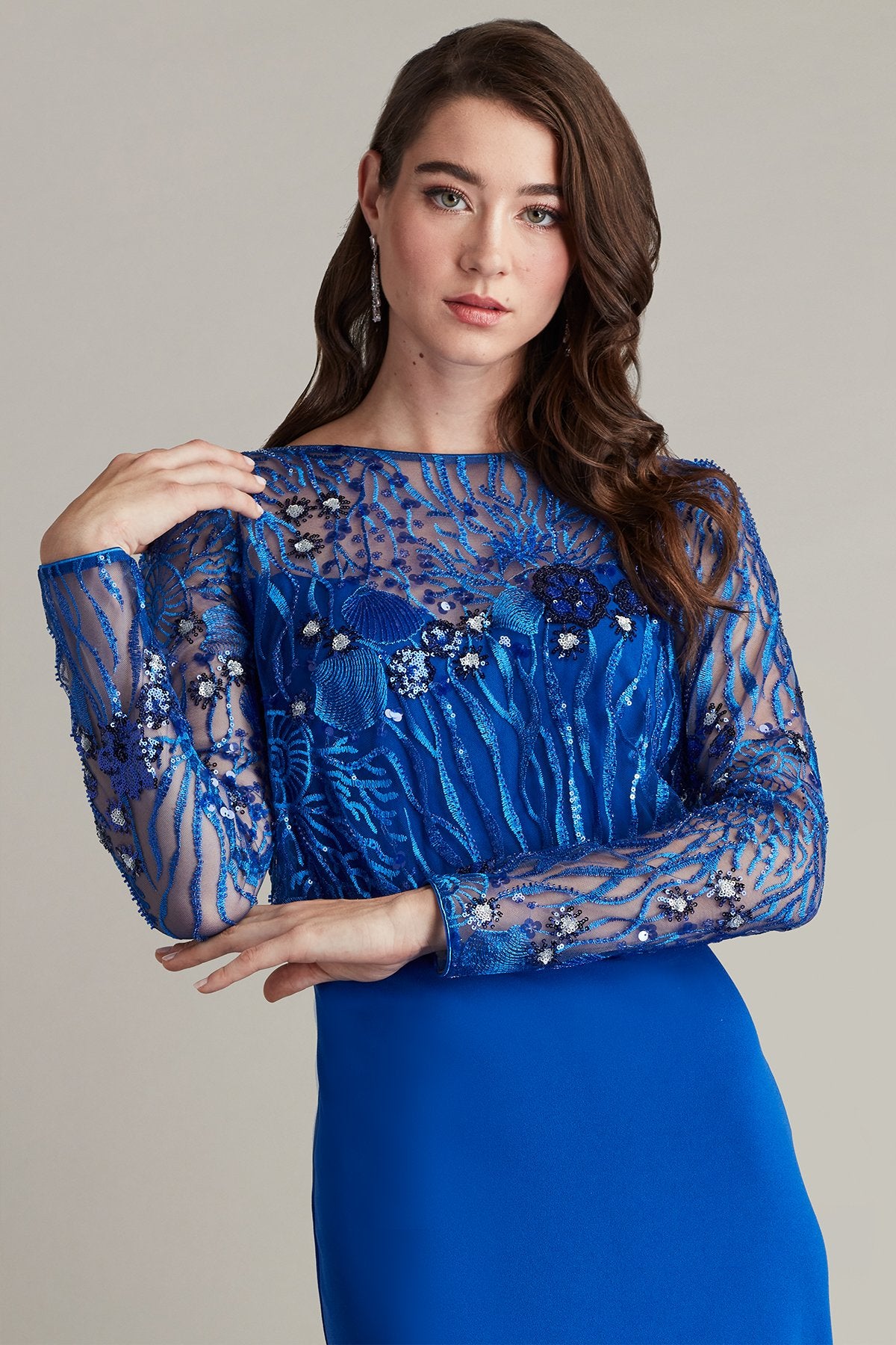 Garnet Sequin Embroidered Blouson Gown