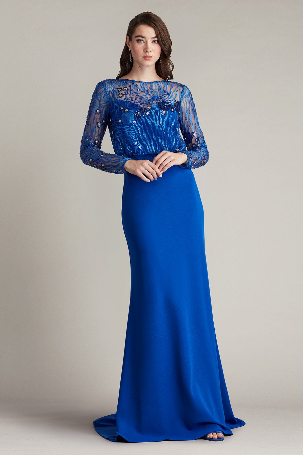 Garnet Sequin Embroidered Blouson Gown