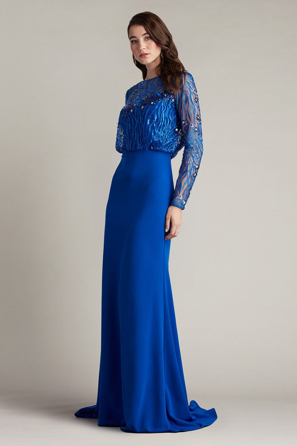 Garnet Sequin Embroidered Blouson Gown