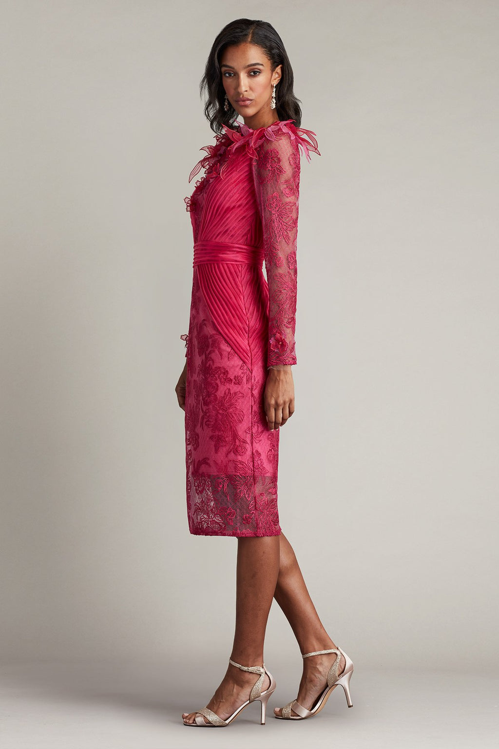 Astera Floral Embellished Illusion Dress