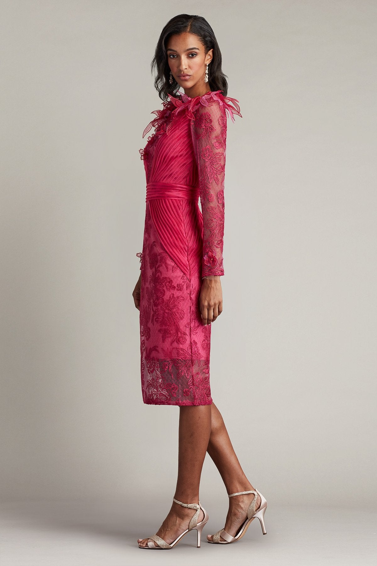 Astera Floral Embellished Illusion Dress