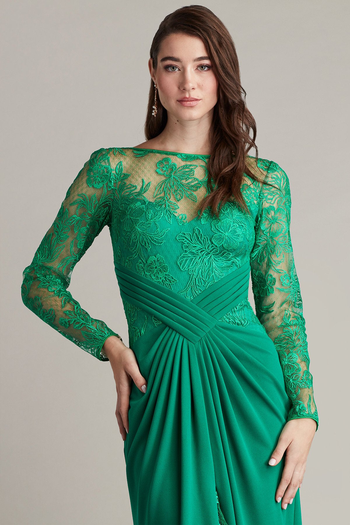 Ravina Embroidered Illusion Gown