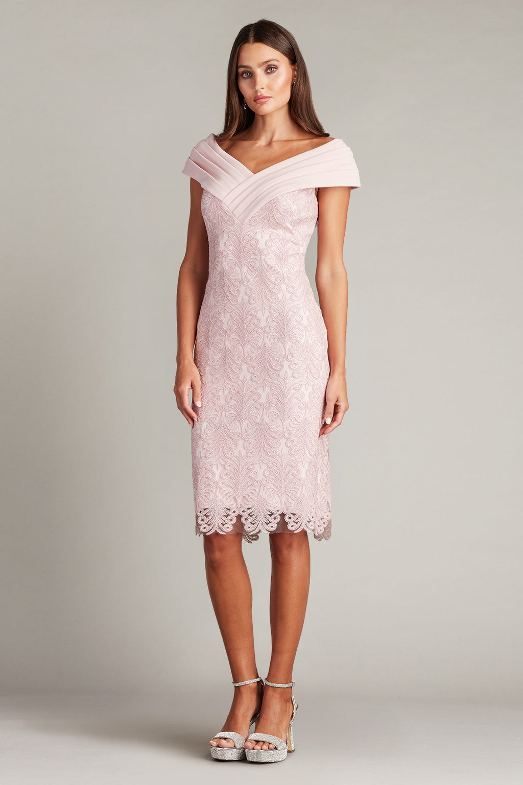 Galle Draped V-Neck Embroidered Dress