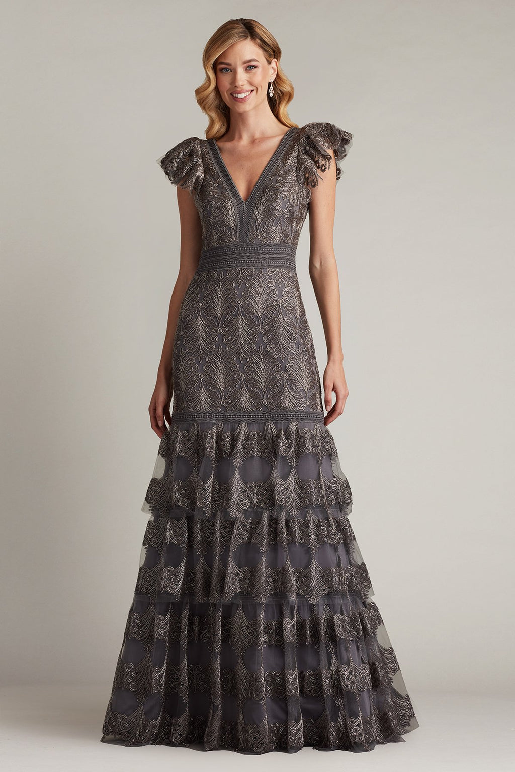 Rhone Tiered Embroidered Tulle Gown