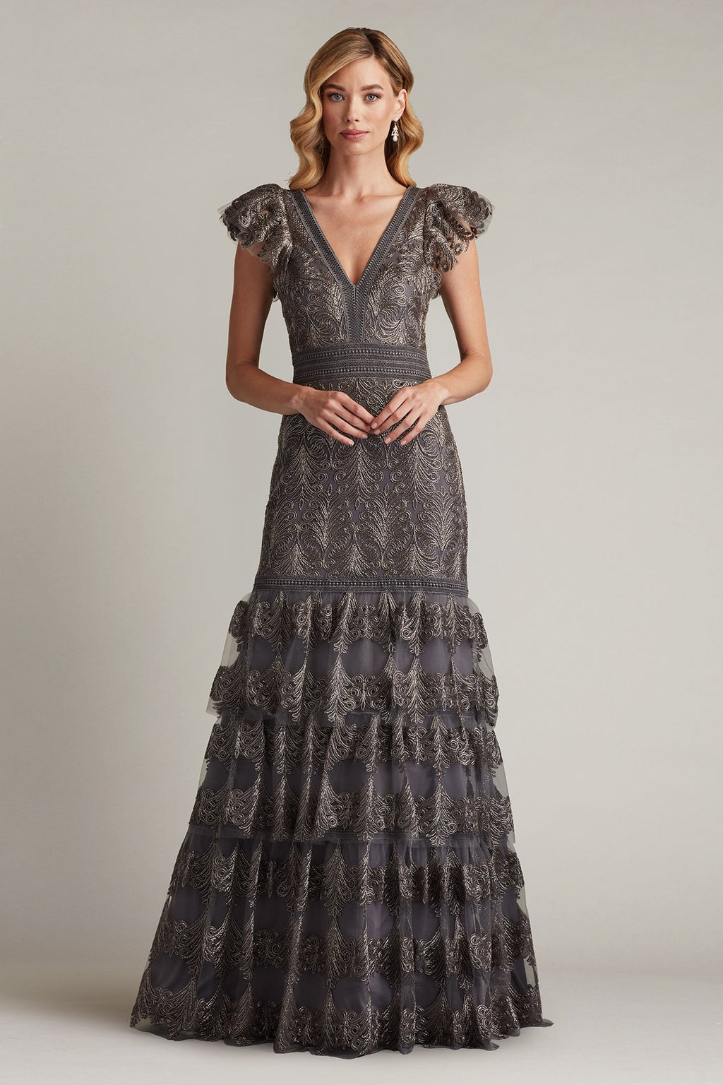 Rhone Tiered Embroidered Tulle Gown