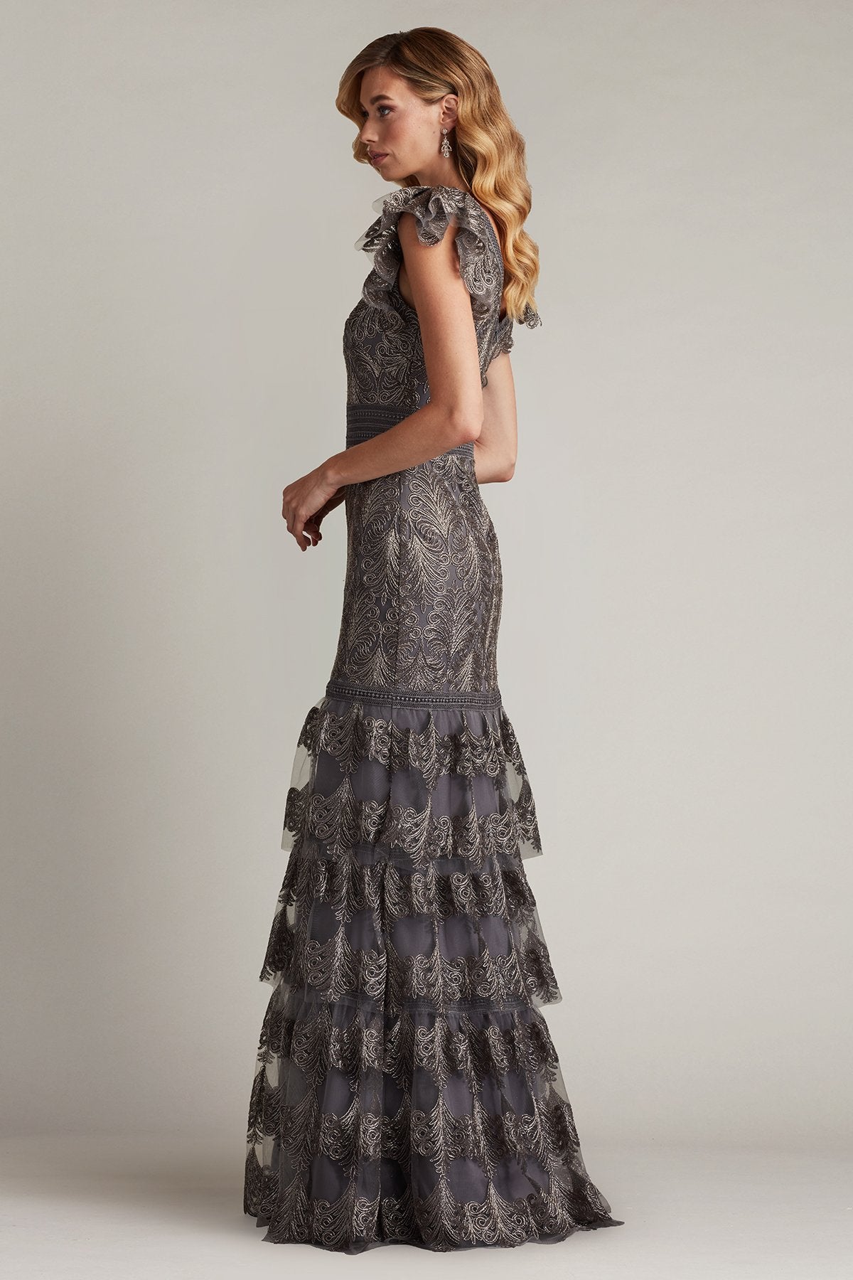 Rhone Tiered Embroidered Tulle Gown