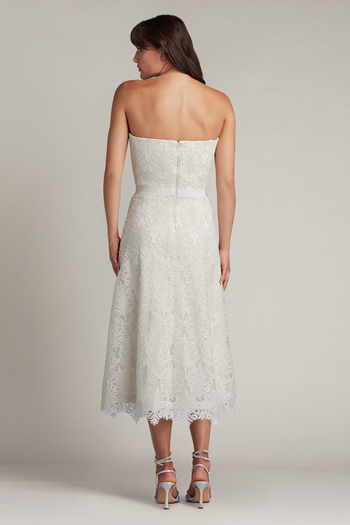 Linley Strapless Embroidered Tulle Midi Dress