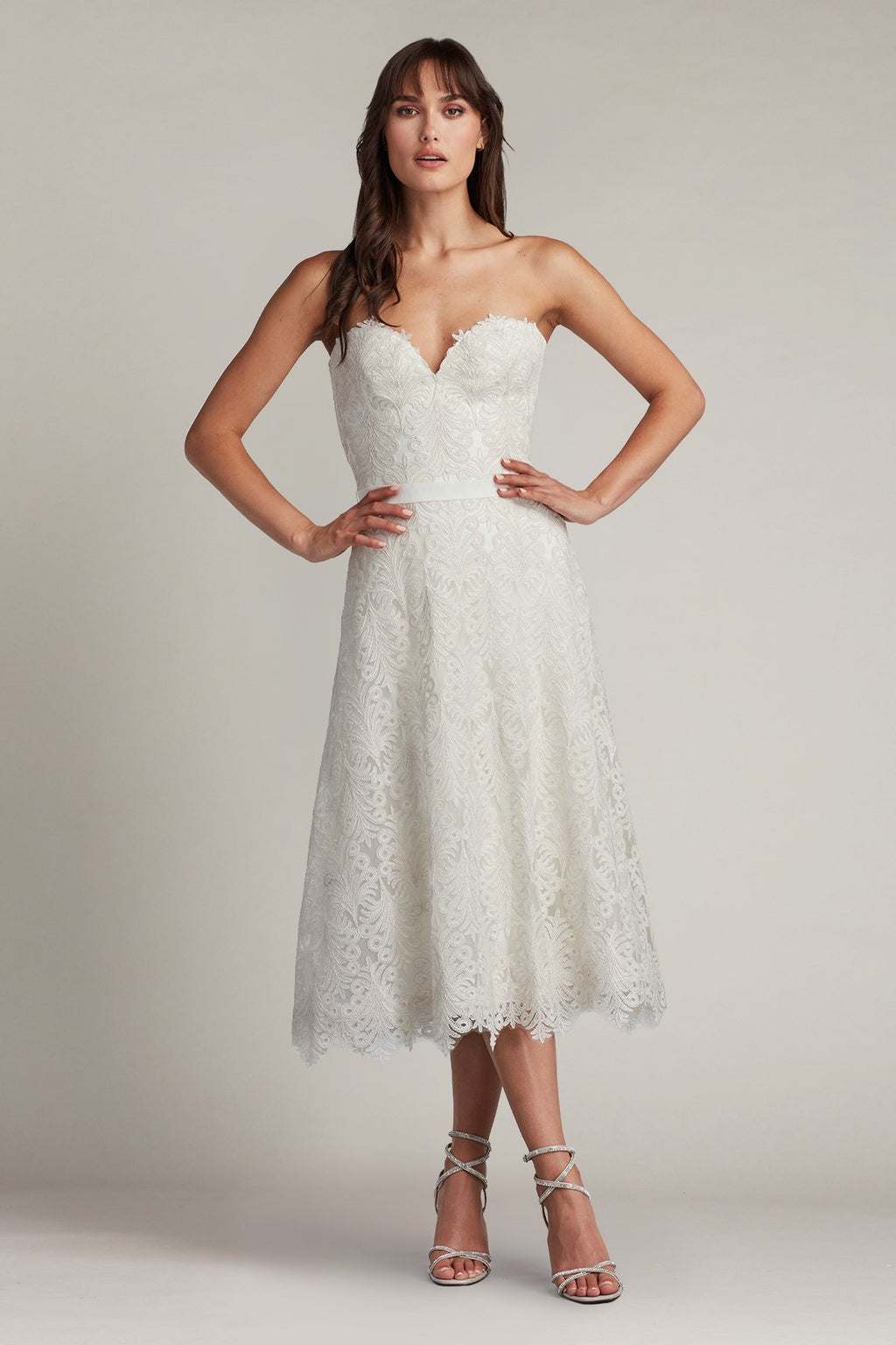 Linley Strapless Embroidered Tulle Midi Dress