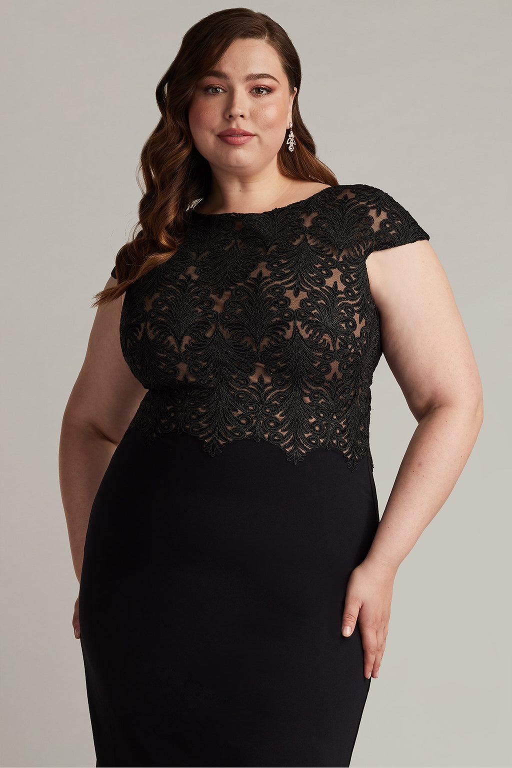Beal Embroidered Tulle & Crepe Dress - PLUS SIZE