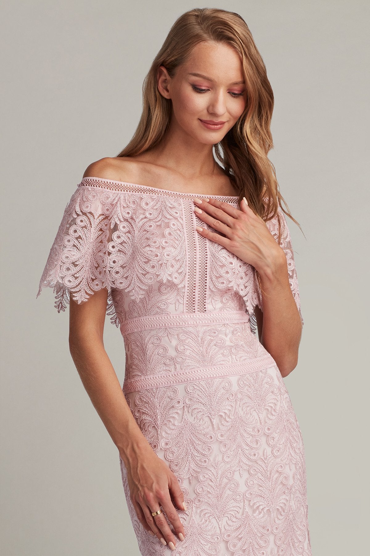 Peni Banded Embroidered Tulle Gown