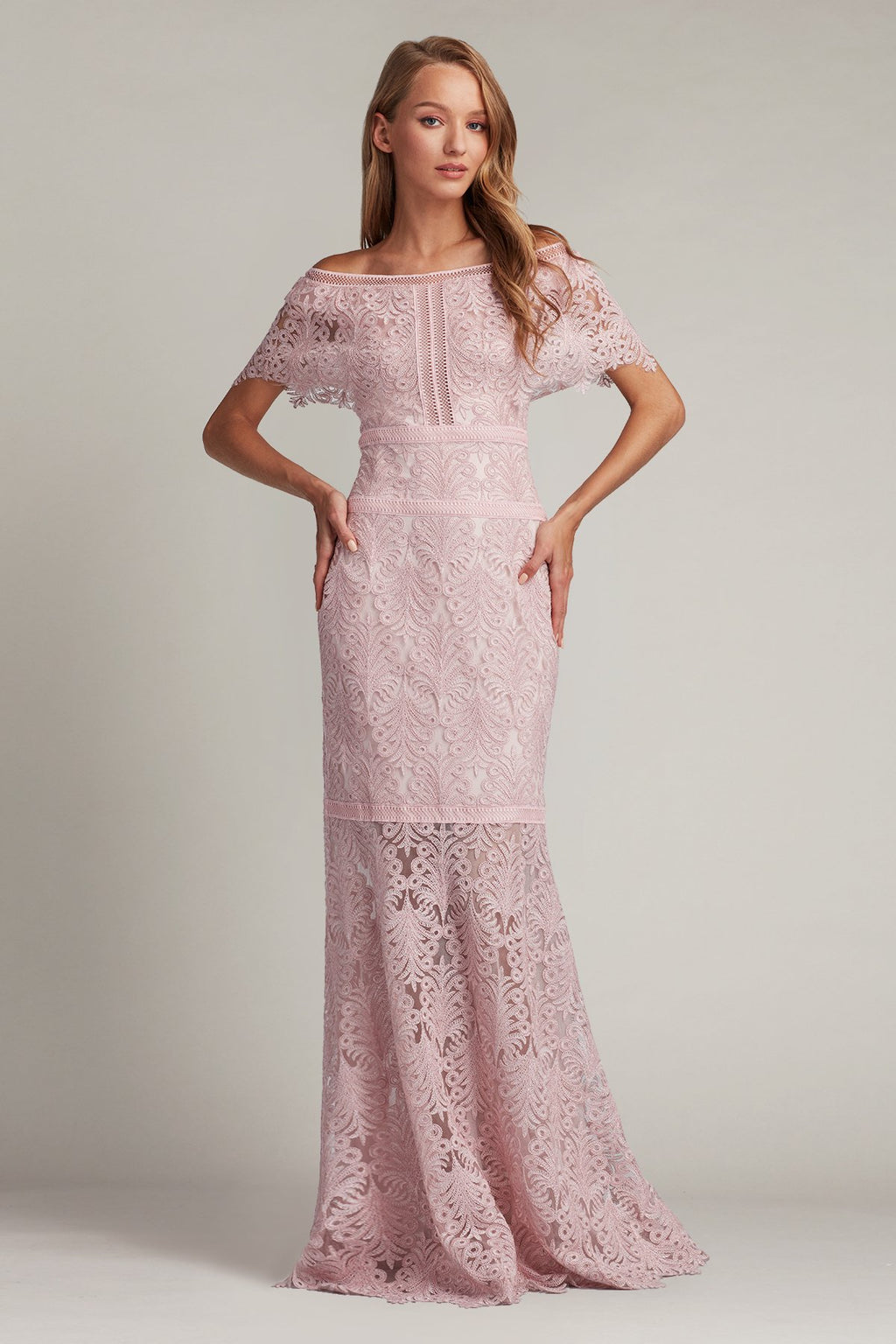 Peni Banded Embroidered Tulle Gown