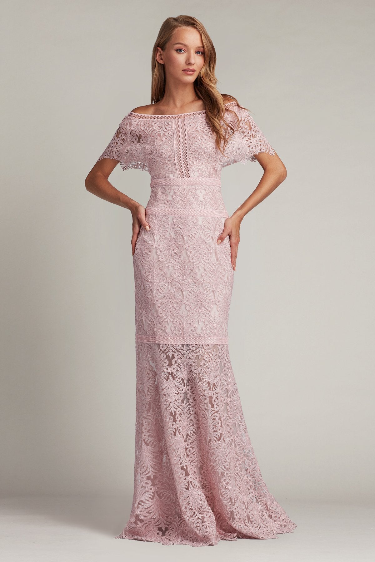 Peni Banded Embroidered Tulle Gown