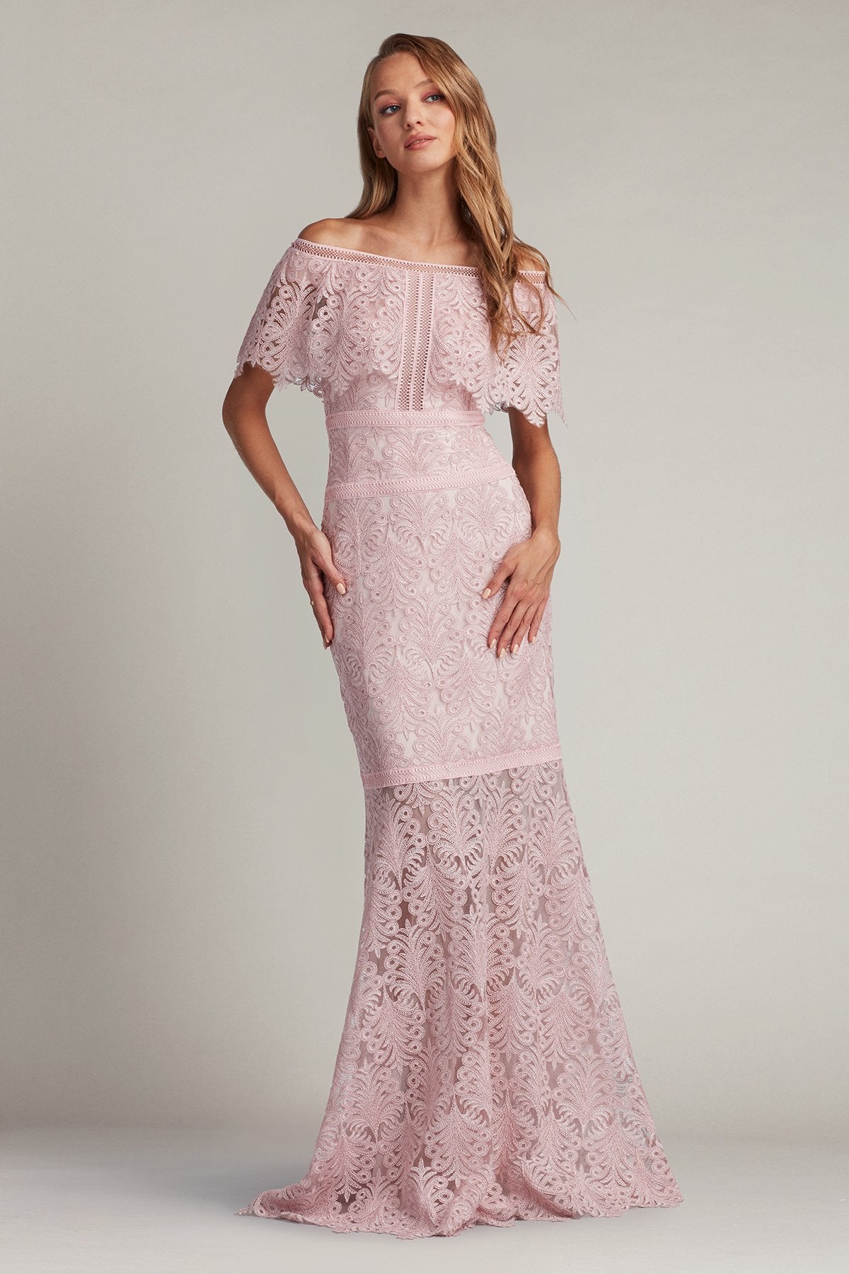 Peni Banded Embroidered Tulle Gown