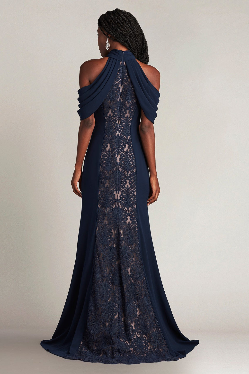 Kato Embroidered Off-Shoulder Halter Gown