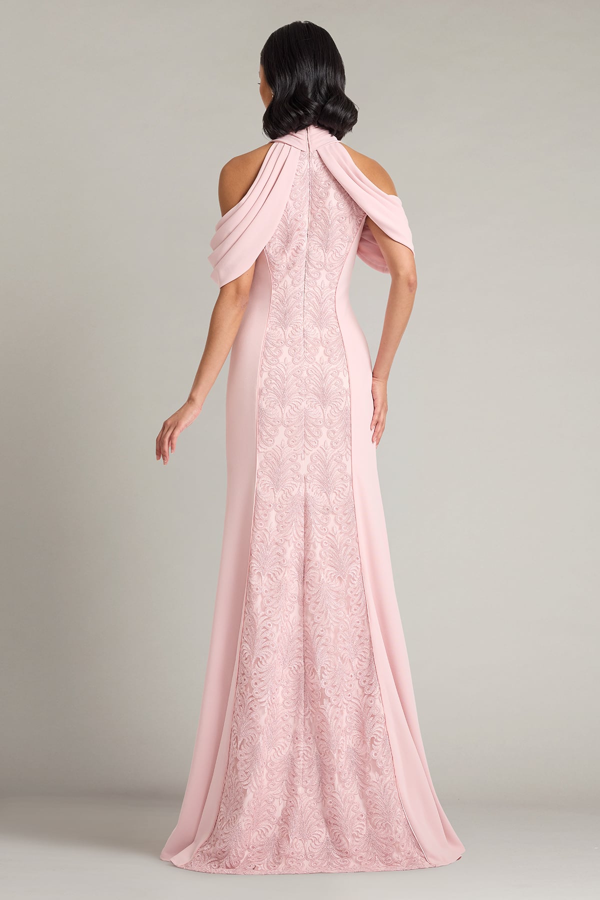 Kato Embroidered Off-Shoulder Halter Gown
