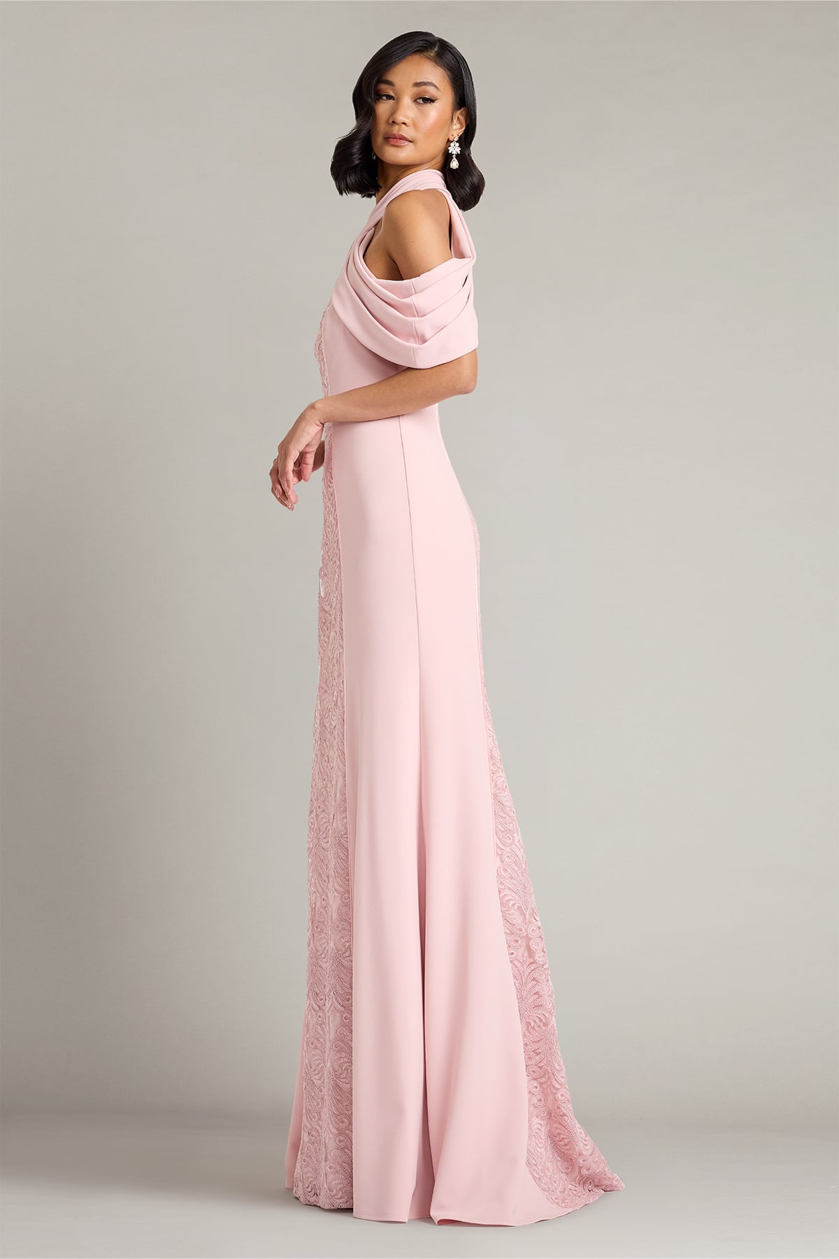 Kato Embroidered Off-Shoulder Halter Gown